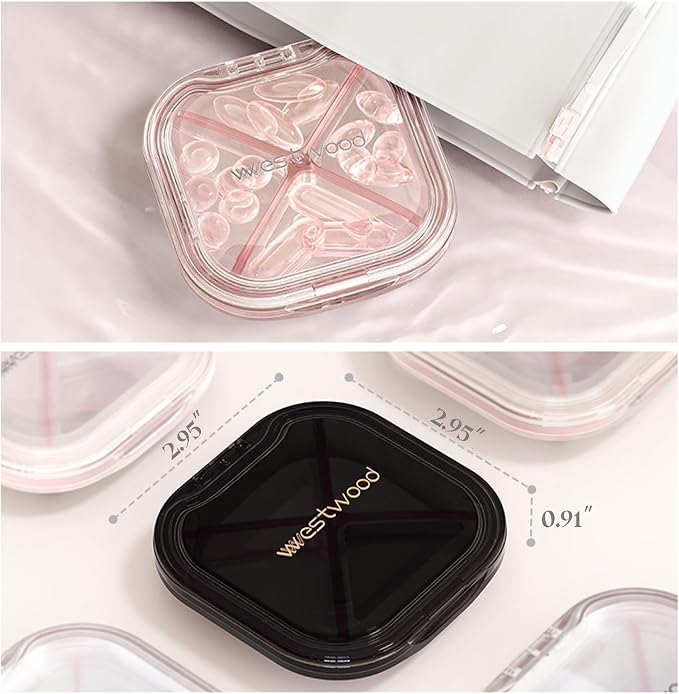 1 Pack Small Green Pill Organizer, 4 Compartments, Compact Stylish Cute Travel - Image 6