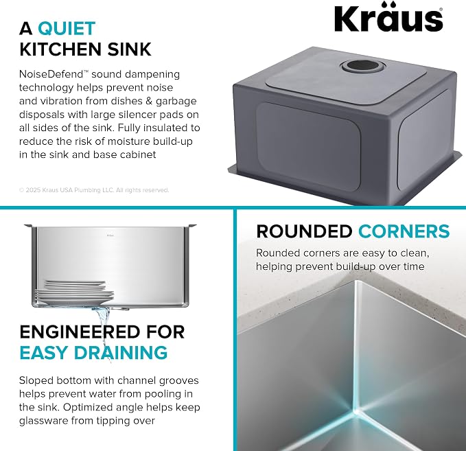 KRAUS Standard PRO 23-Inch 16 Gauge Undermount Single Bowl Stainless Steel - Image 10