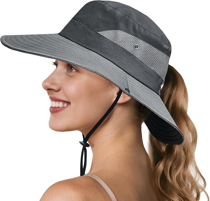 NPQQUAN Ponytail Sun Bucket Hats by NPQQUAN