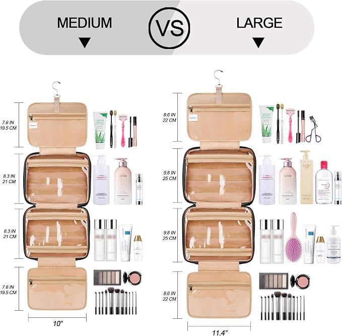 Travel Hanging Toiletry Bag for Women, Holds Full-Size Shampoo, - Image 2