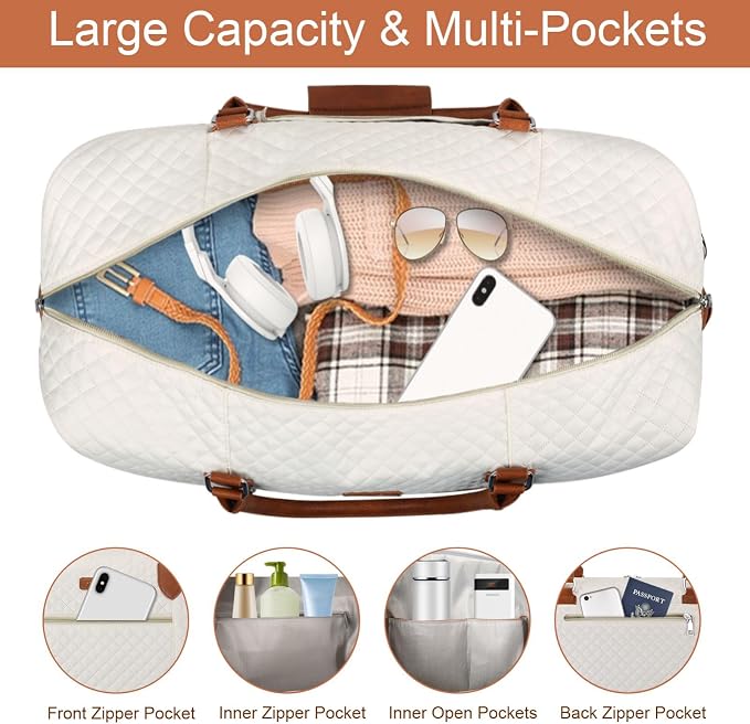 Weekender Bag for Women, Travel Duffel Bag Carry On Overnight Bag - Image 4
