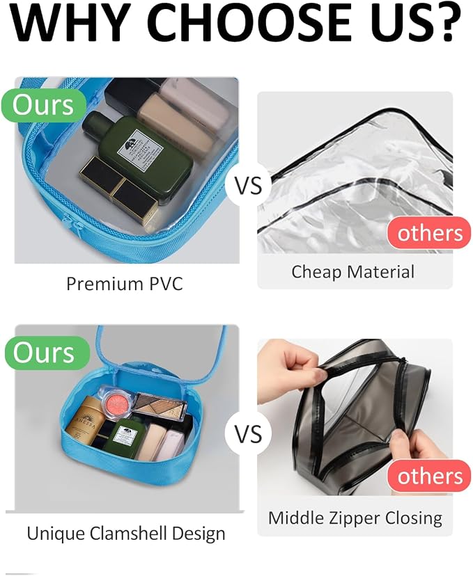 Moyad TSA Approved Clear Toiletry Bag, 3 Pack Quart Size 3-1-1 Liquids Pouch - Image 4