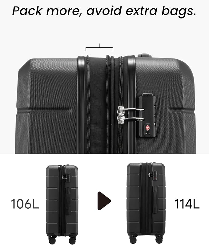 28 Inch Luggage, Expandable Hardside Large Checked Suitcases - Image 3