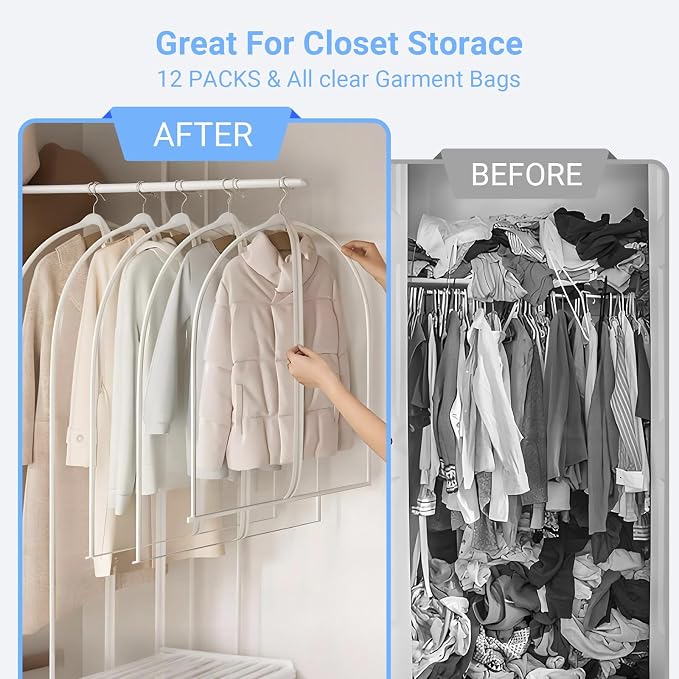 Garment Bags for Hanging Clothes 24'' x 60'' Coat Covers for Closet Foldable - Image 7