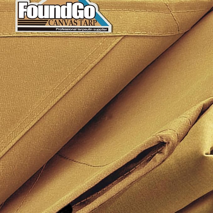 FoundGo 12x16ft Canvas Tarp 22 Mil Tarps 14 oz Canvas Tarpaulin Heavy Duty - Image 2