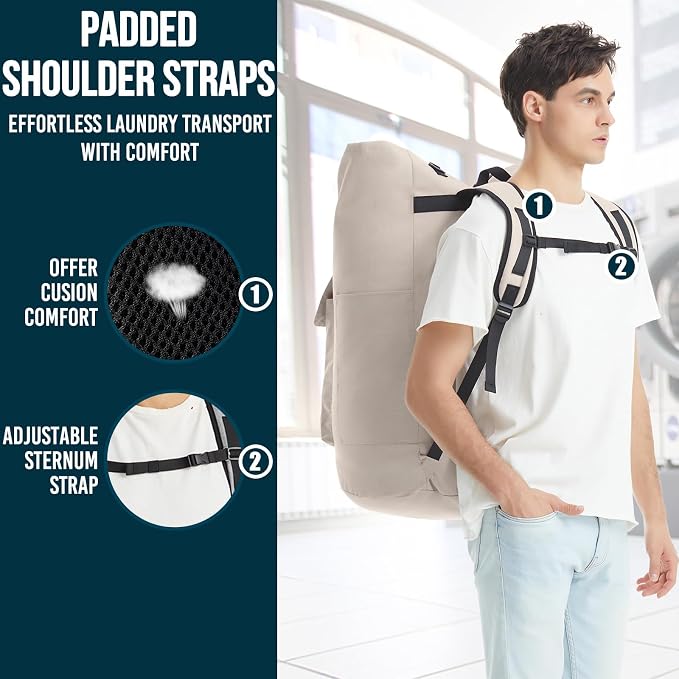 Laundry Bag Extra Large Heavy Duty, 115L Laundry Backpack, College Laundry Bag - Image 3