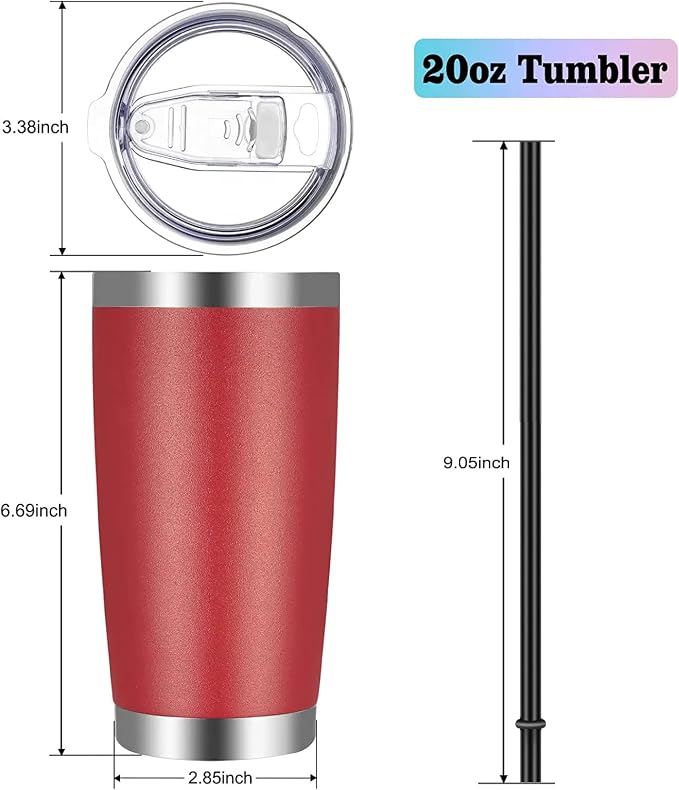 VEGOND 20oz Tumbler with Lid and Straw Stainless Steel Tumbler Cup Bulk Vacuum - Image 4