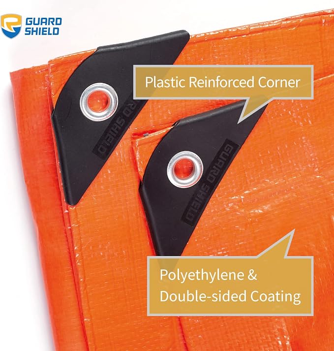 GUARD SHIELD Orange Tarp 10x12 Feet Tarps High Visibility Outdoor Poly Cover - Image 2