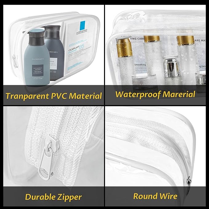 16 Pieces Clear Makeup Bags Bulk, TSA Approved Toiletry Bag - Image 4