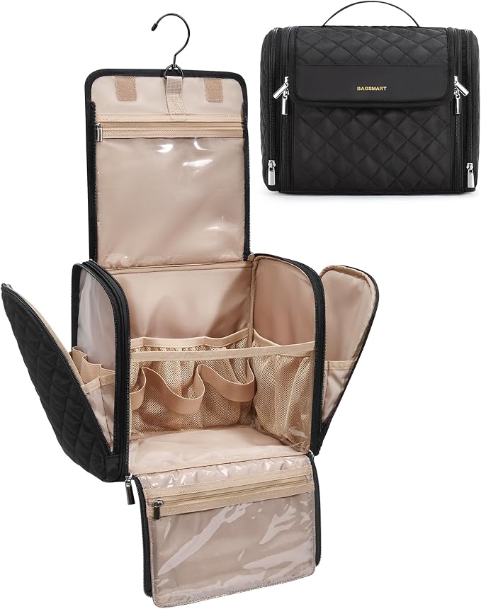 BAGSMART Hanging Travel Toiletry Bag, Large Capacity Water-resistant Cosmetic by BAGSMART