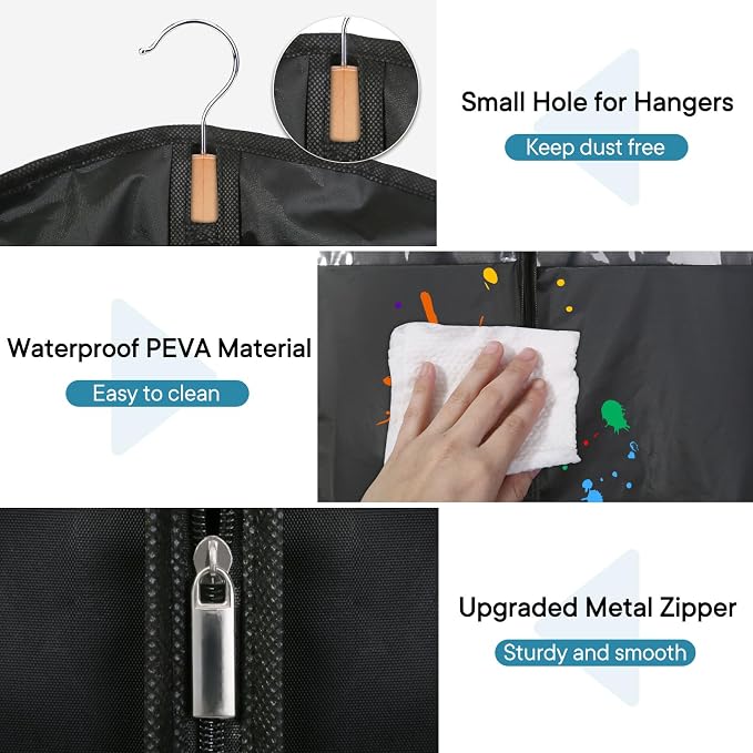 5 Pack - Moucas 50" Black Garment Bag, Mens Suit Bags - Image 5
