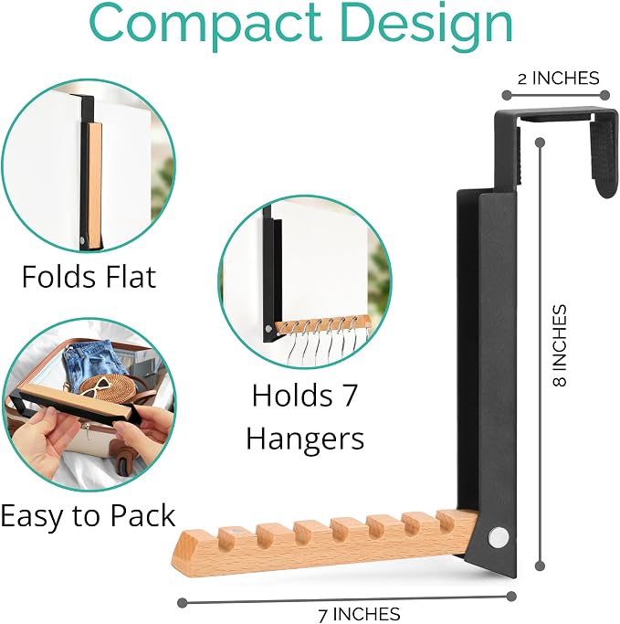 Over The Door Coat Rack: Portable Folding Travel-Friendly Over The Door Clothes - Image 2