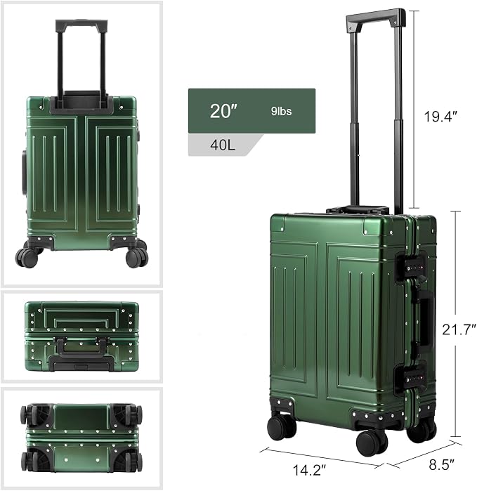 All Aluminum 20/28 Luggage Set，Cut from Whole Aluminum Sheet，22x14x9 Airline - Image 7