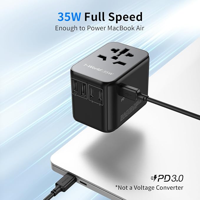 MOMAX Universal Travel Adapter, PD 35W Fast International Power Adapter - Image 3