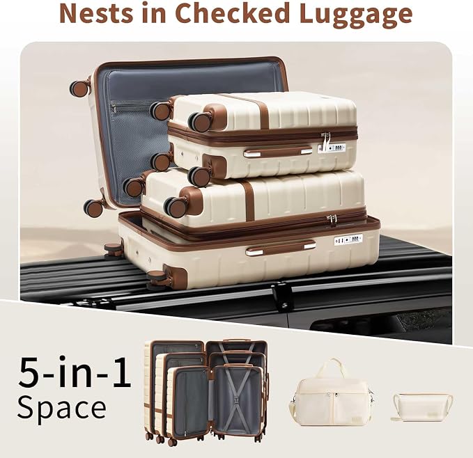 Luggage Sets 3 Piece with TSA Lock Hardside PC+ABS Carry On Suitcase with - Image 8