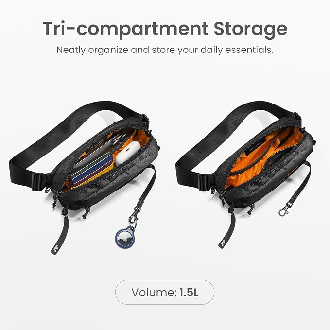 tomtoc 1.5L Sling Bag with RFID Blocking, Crossbody Bag Minimalist Chest - Image 3