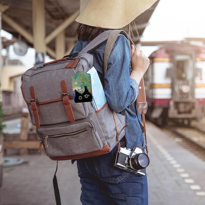 Oil Painting Black Cat 2 Pcs Luggage Tags, Privacy Cover ID Label - Image 6