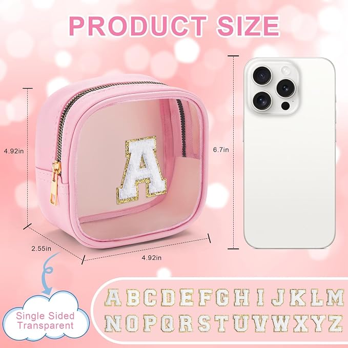 YOOLIFE Mini Initial Makeup Bag | Travel Toiletry Bag | Clear Makeup Bag | - Image 3
