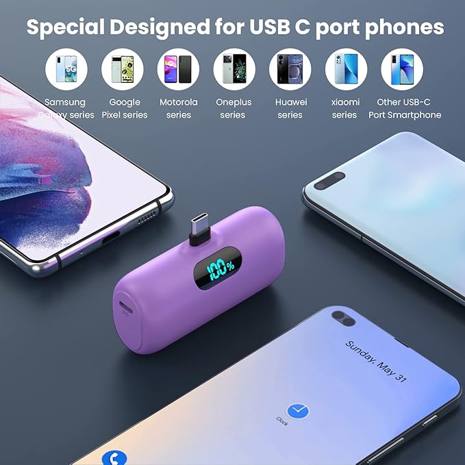 Mini Portable Charger 5000mAh Power Bank, 3A PD USB C Cell Phone Portable Power - Image 2