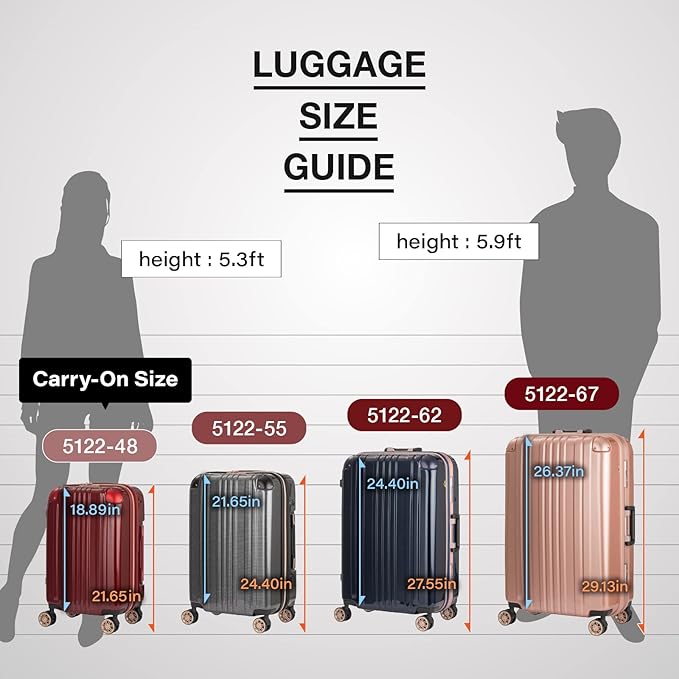 LEGEND WALKER Hardside Expandable Zipper Luggage, ChampagneGold, 5122-48-CGD - Image 6