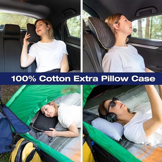Travel & Camping Comfortable Memory Foam Pillow – Easy to Carry Portable Bag – - Image 3