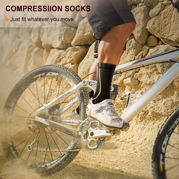 BULLIANT Compression Socks for Men 6Pairs, Athletic Crew Socks Cushioned For - Image 6