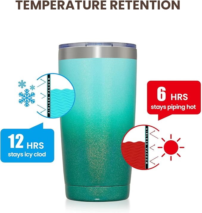 MEWAY 20oz Tumbler 8 Pack Double Wall Vacuum Insulated Travel Glitter Mug Bulk - Image 6