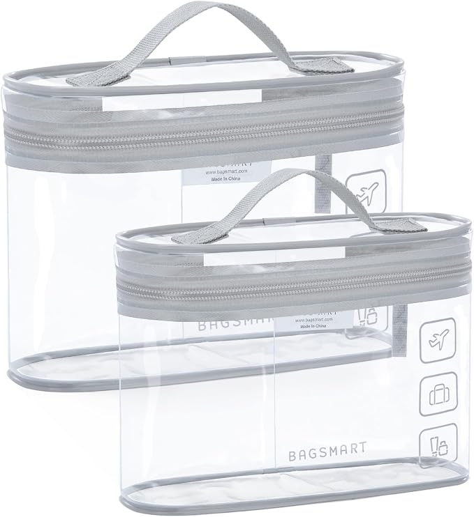 BAGSMART TSA Approved Toiletry Bag, 2 Pack Clear Makeup Cosmetic Bag Organizer by BAGSMART