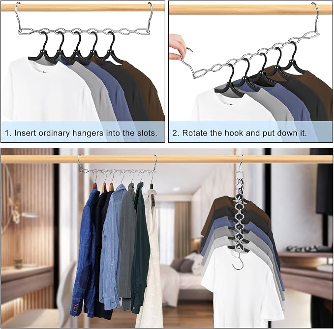 6 Pack Space Saving Hangers for Clothes, Heavy Duty 30Lbs Capacity Magic - Image 7