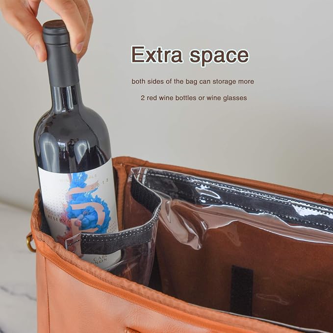 Freshore® 6 Wine Bottles Carrier Leather Bag - Image 6