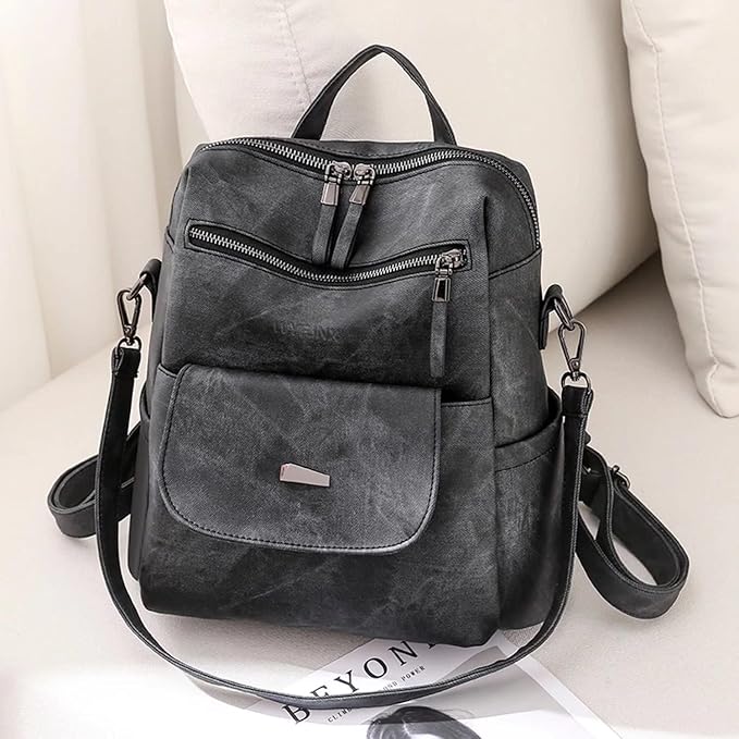 PU Leather Backpack Purse for Women Fashion Multipurpose Design Handbag Ladies - Image 4
