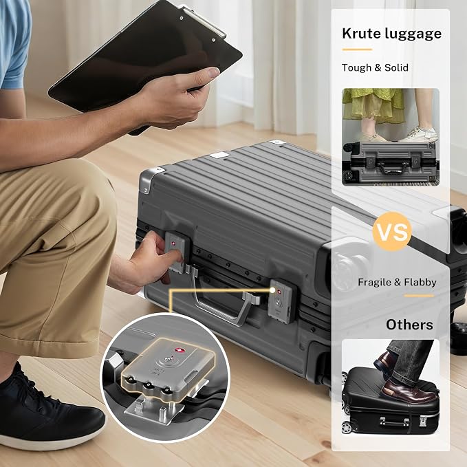 Krute Large Luggage 28 inch Zipperles Suitcase - Image 5
