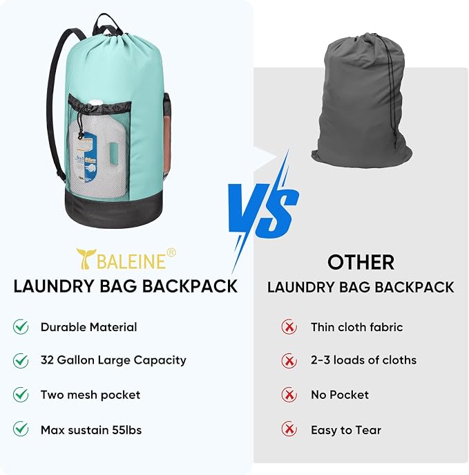 BALEINE 150L Laundry Bag Backpack, 900D Oxford Fabric Large Travel Laundry Bags - Image 4