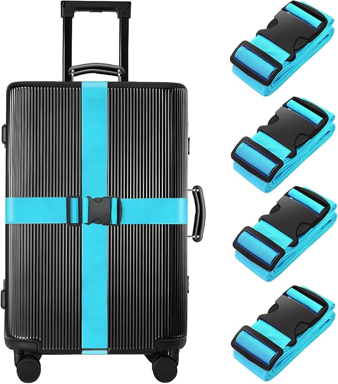 BILIONE 4 Pack Luggage Straps 79" Long Belts Keep Suitcase Secure While by BILIONE