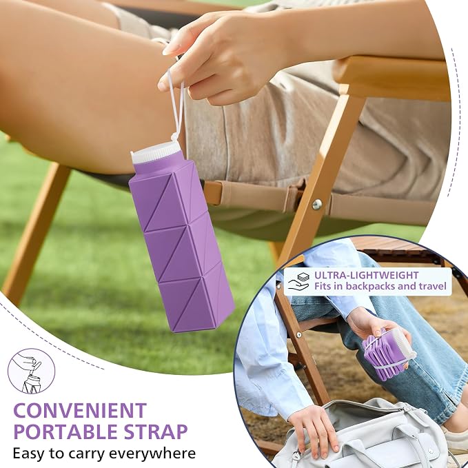 610ml Collapsible Water Bottles Upgrade Foldable Water Bottle BPA Free Reusable - Image 5