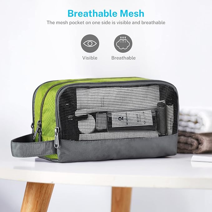 Gonex Travel Toiletry Bag Nylon, Dopp Kit Shaving Bag Toiletry Organizer Green - Image 3