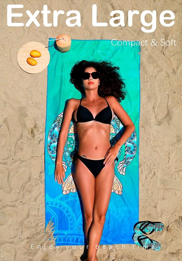 4 Pack Microfiber Lightweight Beach Towel Sand Free Quick Dry Absorbent Thin - Image 3