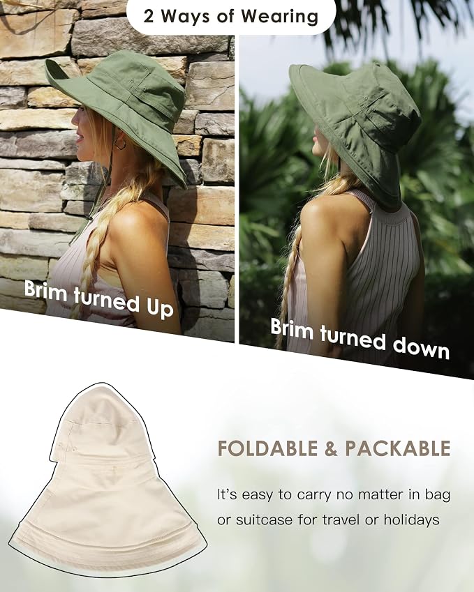 Sun Hats for Women Gardening Hat Wide Brim Ponytail Beach Sun Protection - Image 8