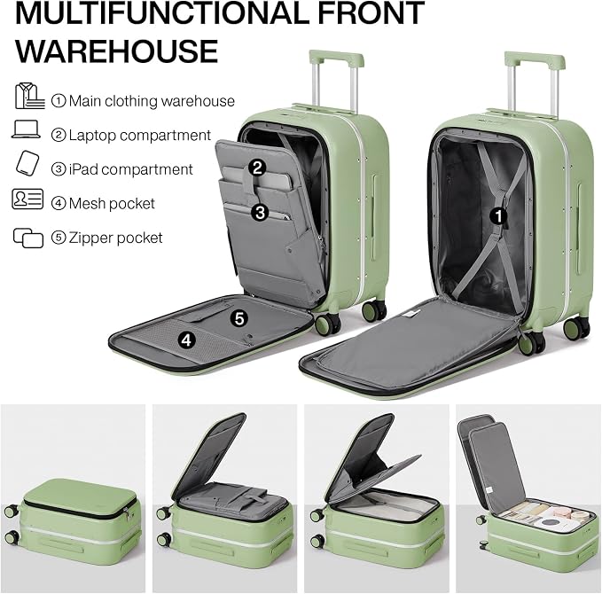 mixi Carry On Luggage, Travel Rolling Luggage Aluminum Frame PC Hardside - Image 4
