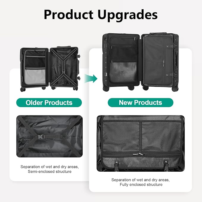 Hard Shell Luggage 20 Inch Travel Luggage, ABS Aluminum Frame, Lightweight - Image 3