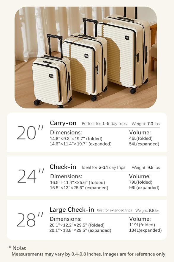 HotWay 28 Inch Expandable Front Opening Checked Luggage - Image 6