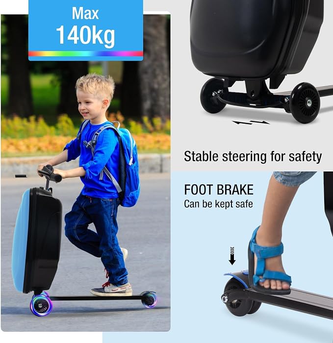 20" Scooter Suitcase for Kids, 2-in-1 Ride On Luggage - Image 4