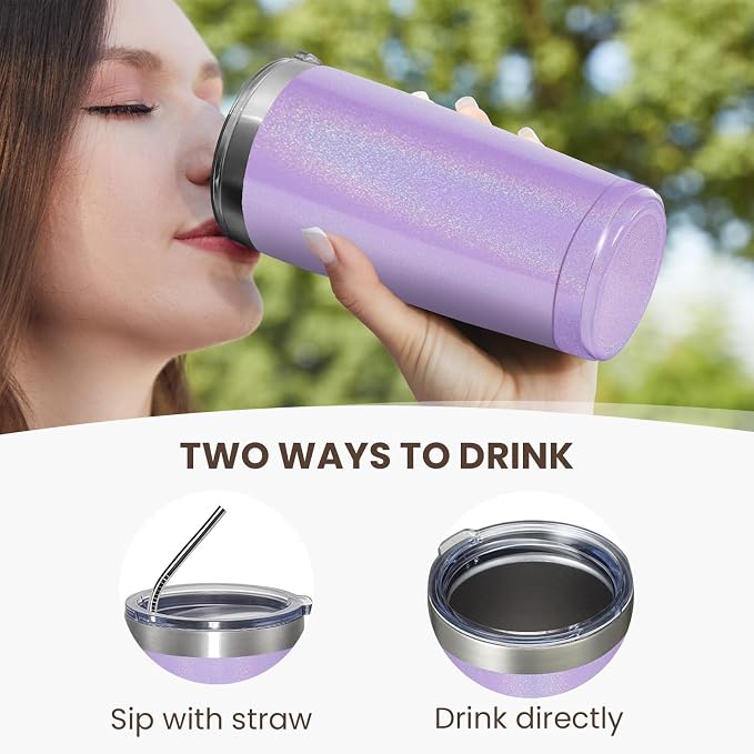 MEWAY 20oz Tumbler 4 Pack Double Wall Vacuum Insulated Travel Glitter Mug Bulk - Image 3