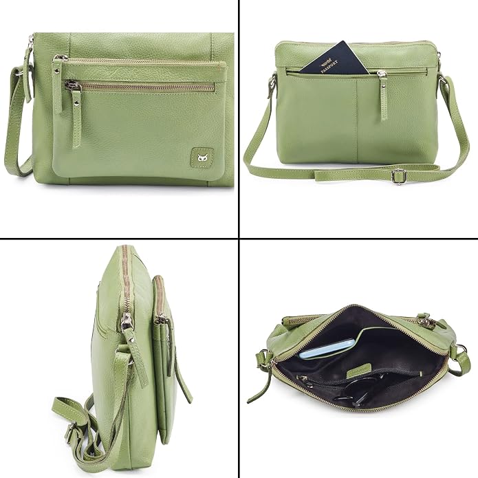 Wise Owl Accessories Small Soft Pebbled Real Leather Crossbody Handbags Purses - Image 5