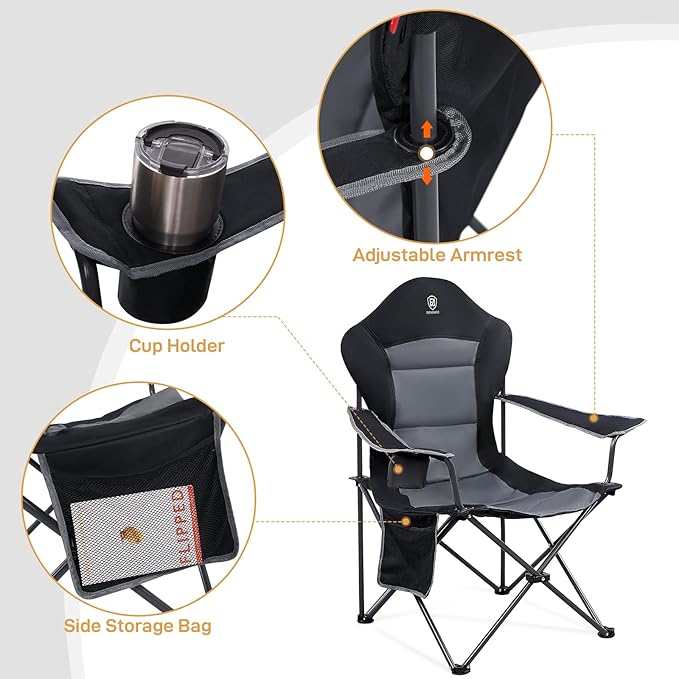 EVER ADVANCED Camping Chairs, Lawn Chairs Outdoor Sports Chairs, Folding Chair - Image 5