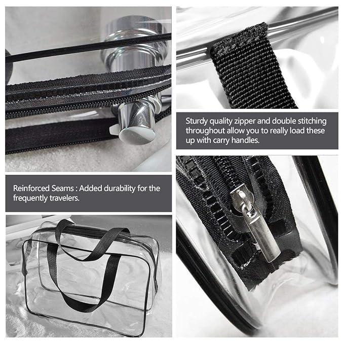 6Pcs Crystal Clear PVC Travel Toiletry Bag Kit - Image 3