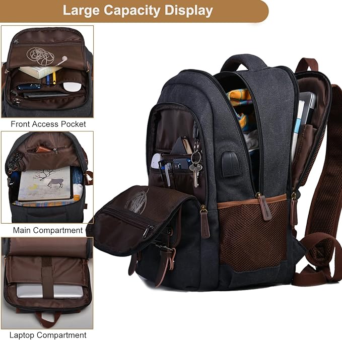 Mactso Canvas Travel Laptop Backpack - Image 3