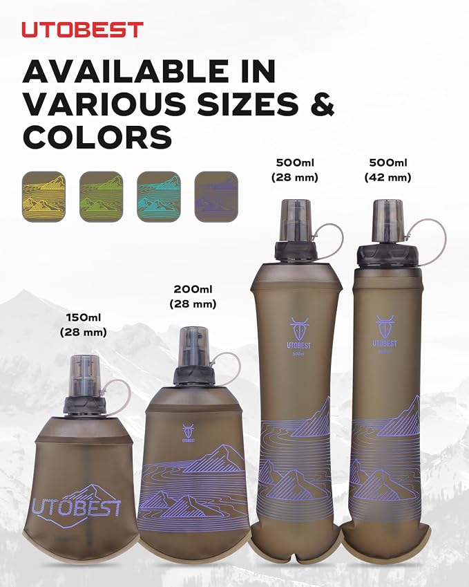 UTOBEST 500ml Soft Flask, 2 Pack Flexible TPU Hydration Water Bottle, - Image 6