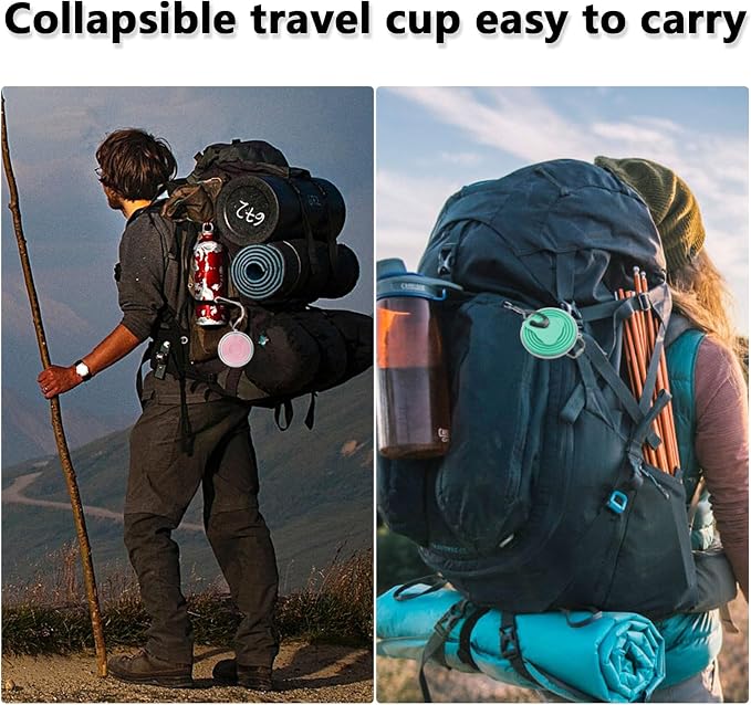 Litoexpe 2 Pack Silicone Collapsible Travel Cup Portable Folding Camping Cup - Image 6
