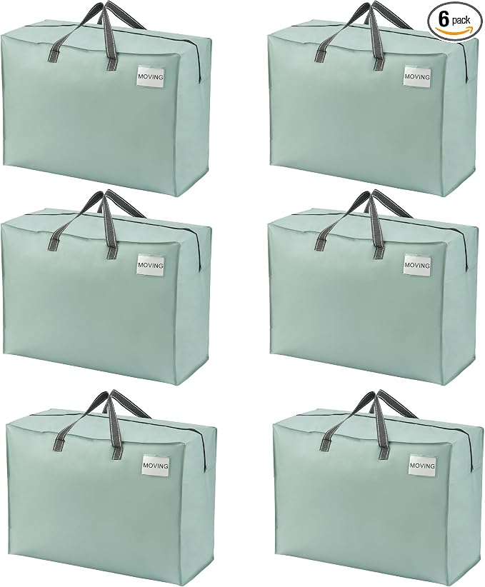 VENO 6 Pack Heavy Duty Moving Bags, Storage Bags, Packing Supplies, Top Zipper by Veno